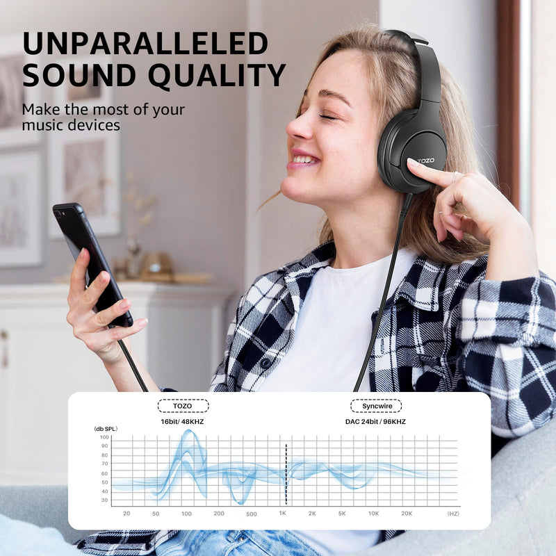 TOZO HT2 Hybrid Active Noise Cancelling Headphones Khaki + 3.5mm Audio Cable Aux Cable Compatible for Headphone Tablets