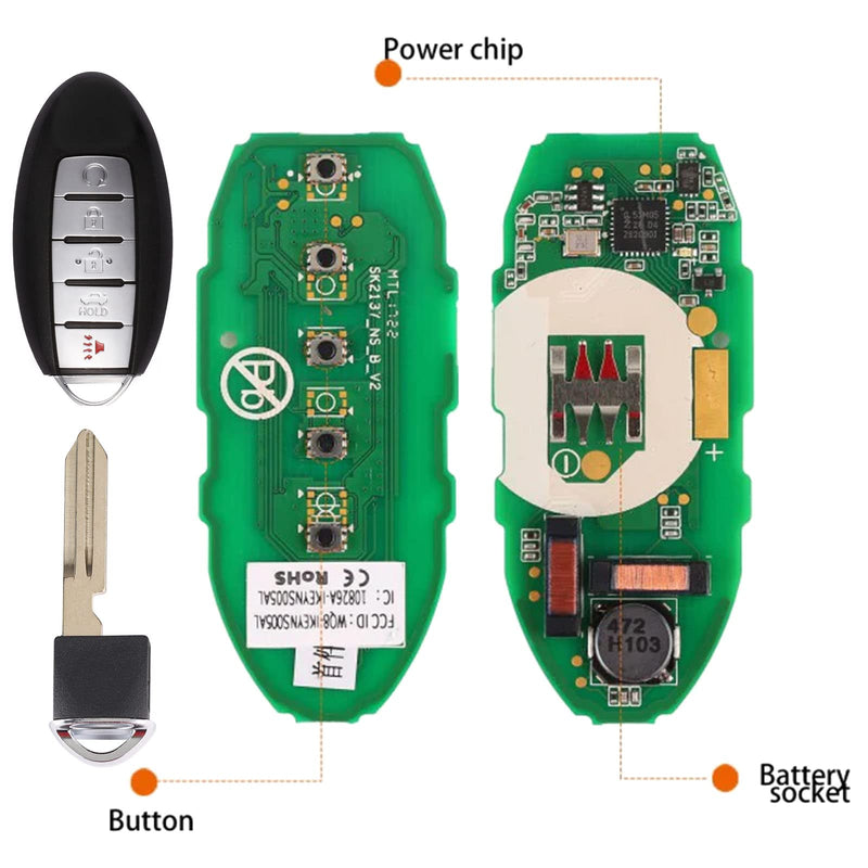 Autel Ikey Programmable Smart Key IKEYNS5TPR IKEYNS005AL for Nissan-Style Ultra-Long Range for 700+ Vehicle Programmed with Autel KM100 IM508 IM608
