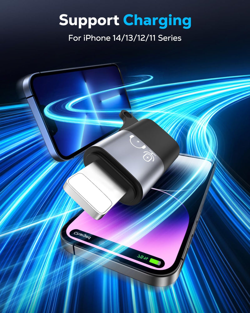 MoKo for DJI Mic Mini USB-C to Lightning Audio Adapter for iPhone -1 Pack | Support Music Playback & Charging, Not for DJI Mobile Receiver & Phone Calls, For iPhone 14/13/12/11/USB-C EarPods Gray 1 Pack