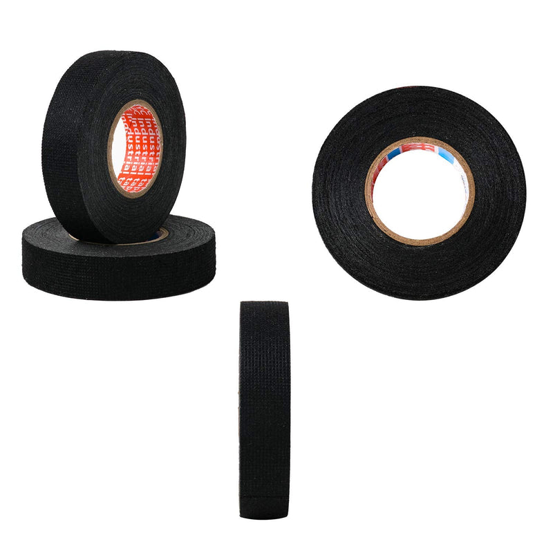 [AUSTRALIA] - Wire Harness Cloth Tape, 3/4-Inch by 50-Foot (4 Rolls), Speaker Wiring Harness Cloth Tape, Black Adhesive Fabric Tape, for Automobile Electrical Wire harnessing Noise Dampening Heat Proof Width:20mm (4 Rolls) 