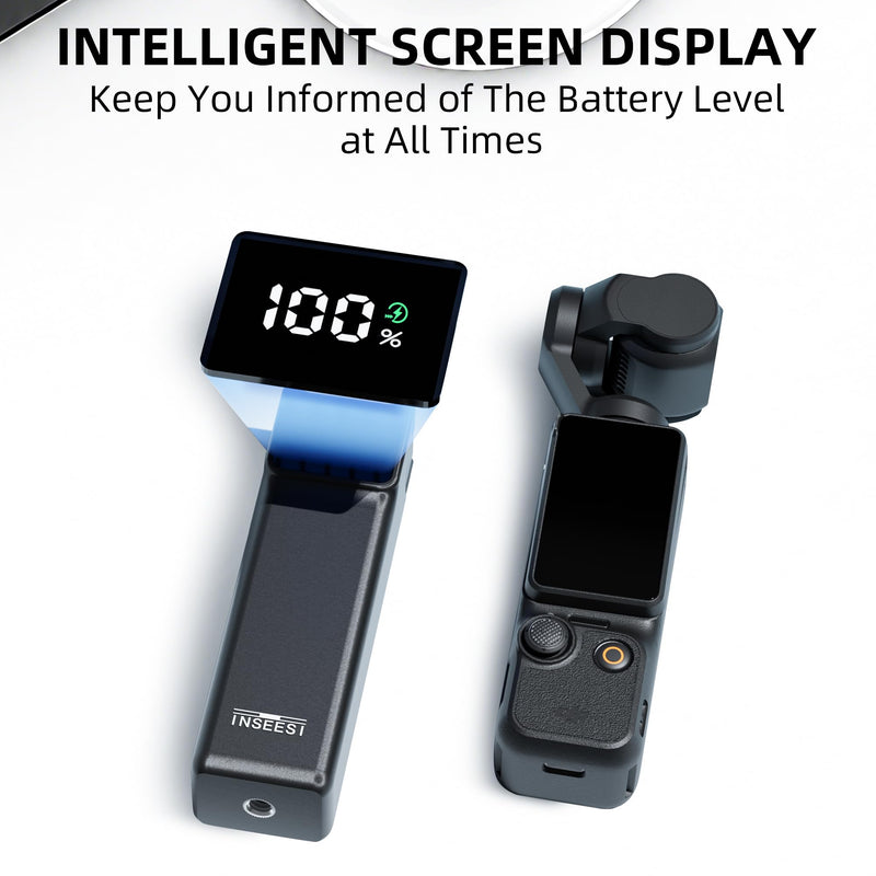 [AUSTRALIA] - Battery Handle Compatible with DJI Osmo Pocket 3 Accessories, with Digital Screen for Pocket 3 Battery Grips for Xtra Muse Built-in 5000mAh Battery Fast Charging and Reserved 1/4”Thread 