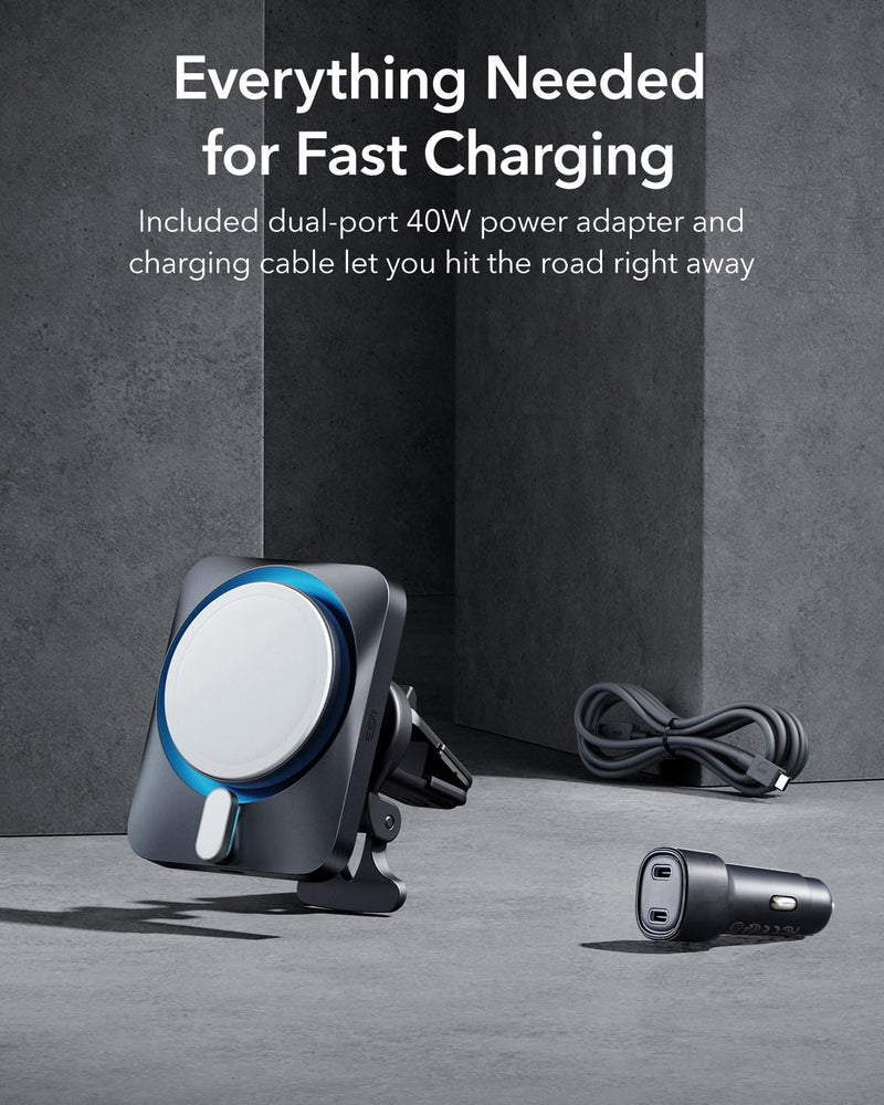 ESR for 15W MagSafe Car Mount Charger w/CryoBoost, Made for Apple-Certified | Magnetic Wireless Car Phone Charging for iPhone 17/16/15/14/13/12, S26/S25, Fast Charging, Cooling