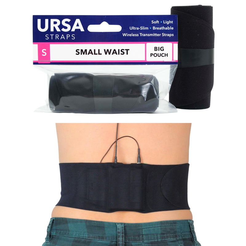 [AUSTRALIA] - URSA Waist Strap - Ultra Slim, Breathable & Stretchy Microphone Transmitter Straps. Compatible with Most Transmitter/Receivers (Black, Large Waist - Big Pouch) 