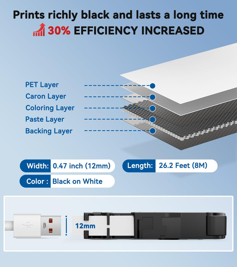 12mm 0.47 Laminated White Label Tape Relpacement for TZe-231 TZ-231 Brother Label Maker Tape, BZ Black on White Label Tape Compatible with Brother P Touch Label Maker PT-D210 PT-H110 PT-D220, 4 Pack