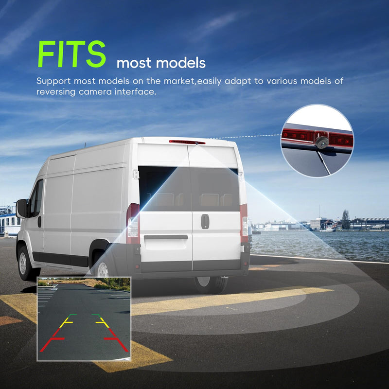 Back up Camera for Ford Transit 2012 2013 2014 2015 High Mount Third Brake Light Backup Camer IP67 Waterproof Reverse Camera with 140°Viewing Angle Night Vision Rear View Camera P1