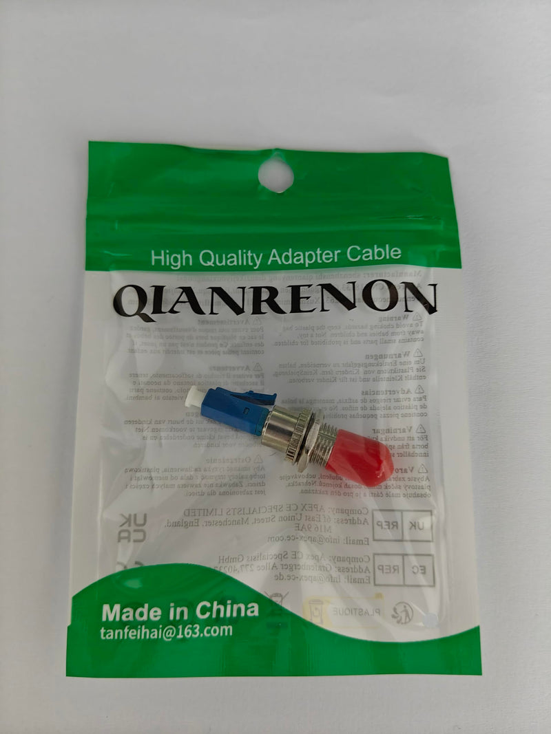 QIANRENON LC to ST Hybrid Fiber Simplex Adapter Coupler SM 9/125μm LC/UPC Male to ST/UPC Female Fiber Optic Interface Connector for Patch Cord Pigtail Optical Power Meter Red Light Pen FTTH