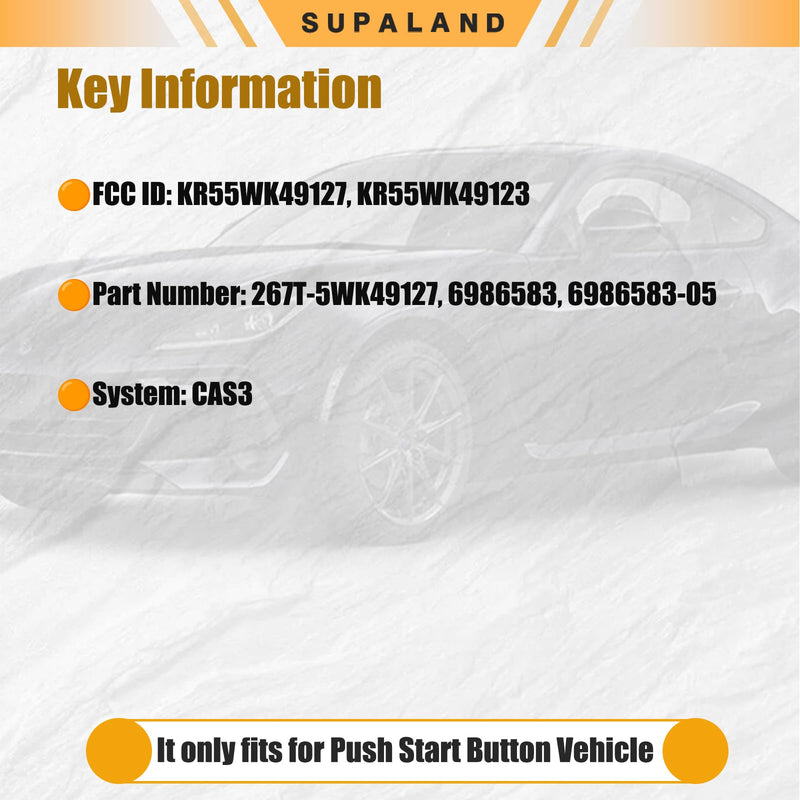SUPALAND Key Fob Replacement for 2006-2011 BMW 3 5 Series, 325i, 328i, 330i, 335i, 525i, 528i, 530i, 535i, 550i & More Keyless Entry Remote Control Start (KR55WK49127, 3 Btn,2pcs)