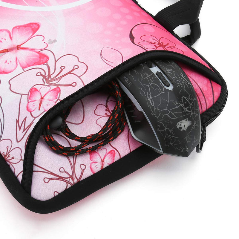 RICHEN 9.7 10 10.1 10.2 inches Messenger Bag Carrying Case Sleeve with Handle Accessory Pocket Fits 7 to 10-Inch Laptops/Notebook/ebooks/Kids tablet/Pad (7-10.2 inch, Pink Butterfly) 7-10.2 inch