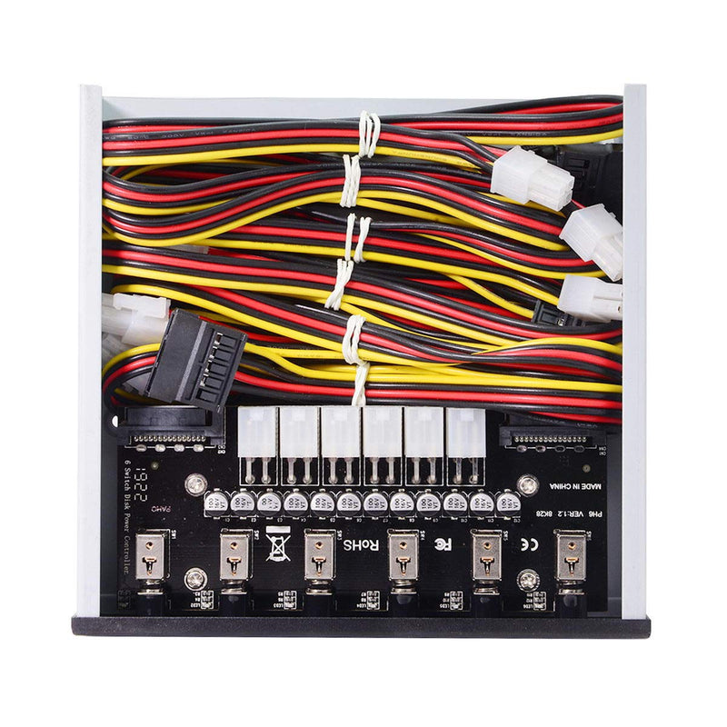 Cablecc 6 Hard Disk Control System Intelligent Control Management System HDD SSD Power Switch with 5.25 CD-ROM Bay