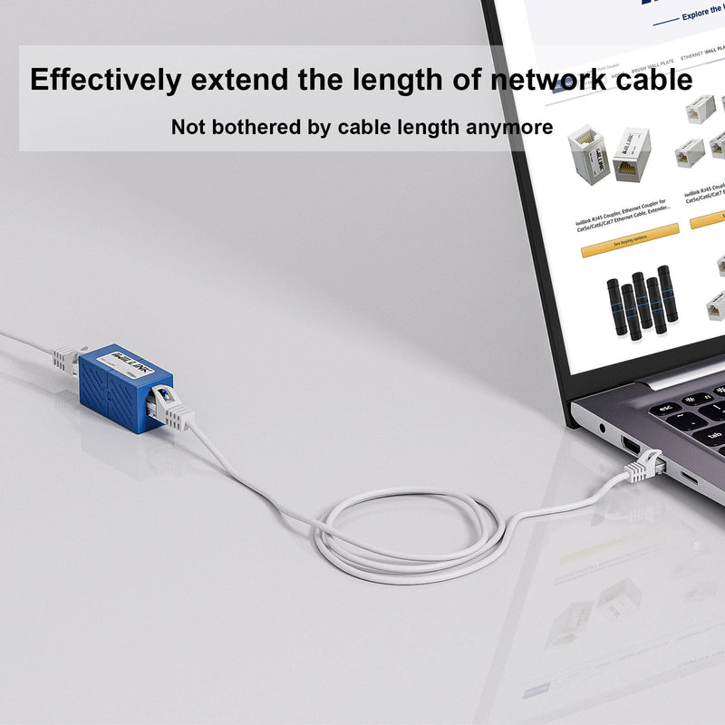 iwillink RJ45 Coupler Ethernet Connector, Female to Female, 50 Pack, Blue | Extender Adapter, For Cat7 Cat6 Cat5e Cat5 Ethernet Cable Female Connector