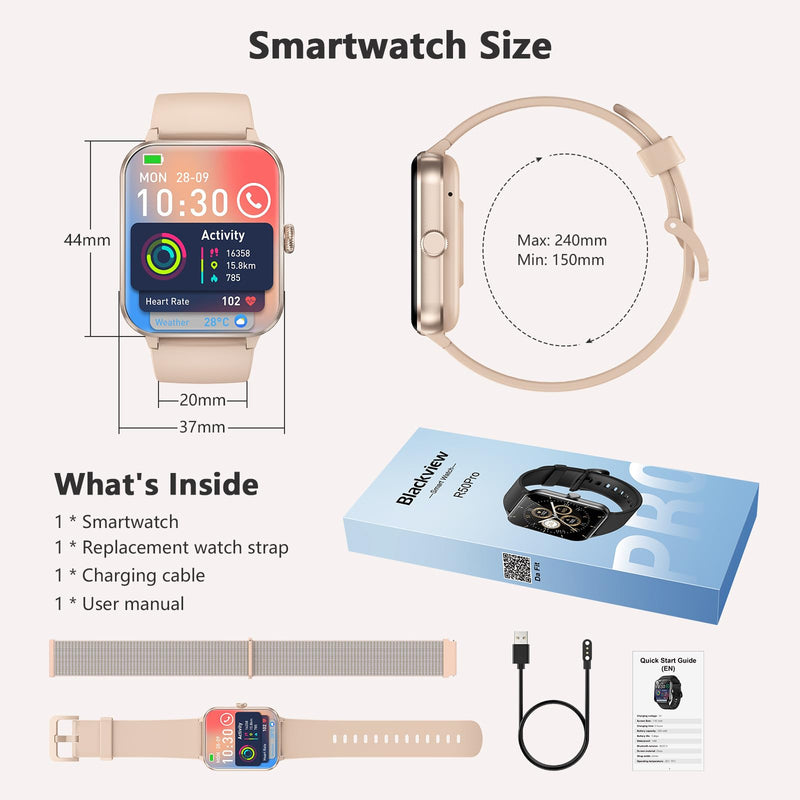 Blackview 2026 Fitness Tracker (Answer/Make Calls), 1.85'' Smart Watch for Men and Women with Heart Rate/Sleep Monitor/2 Straps, 100+ Sports Modes, IP68 Waterproof Activity Tracker for Android/iPhone