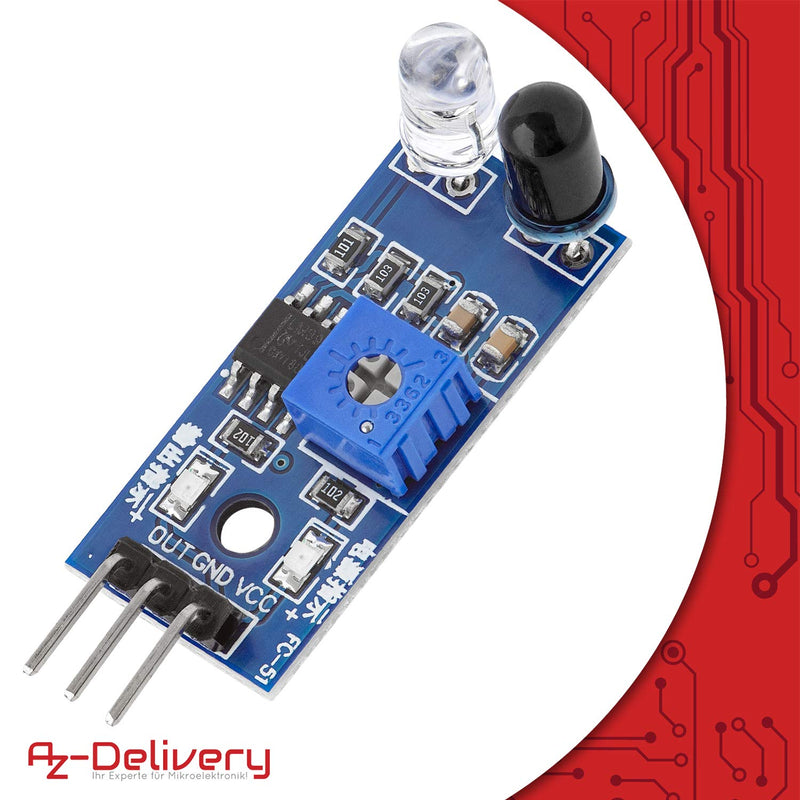 AZDelivery 3 x IR Infrared Module for Obstacle Detection Distance Sensor Compatible with Arduino and Raspberry Pi Includes eBook