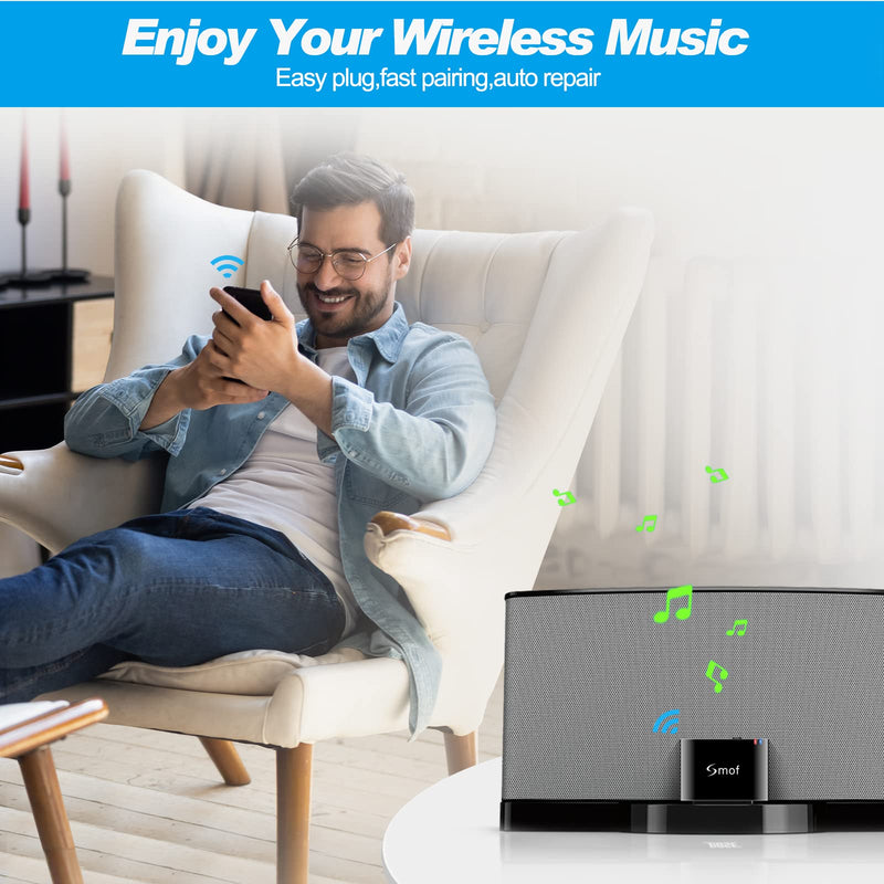 Smof 30 Pin Bluetooth Adapter Receiver for Bose Sounddock iPod iPhone Music Docking Station and Other 30 Pin Dock Speakers Bluetooth Audio Receiver with 3.5 mm Audio Cable (Not for Car or Motorcycle)