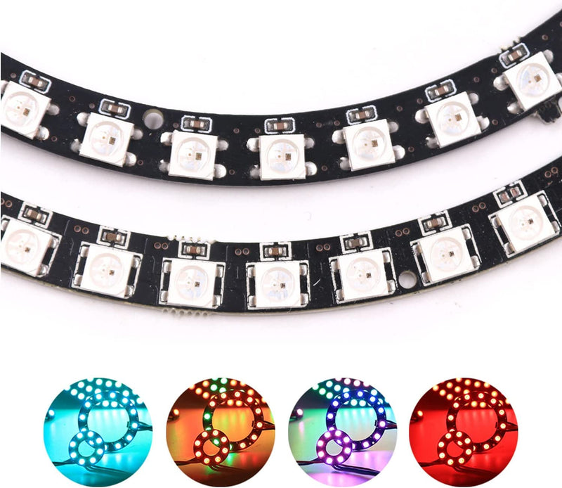 12 Bits WS2812 RGB LED Ring WS2812B 5050 Addressable LED Light String with Integrated Drivers Pixels Individual Controlling for Arduino ESP8266 ESP32 Lighting Effect (Pack of 2pcs