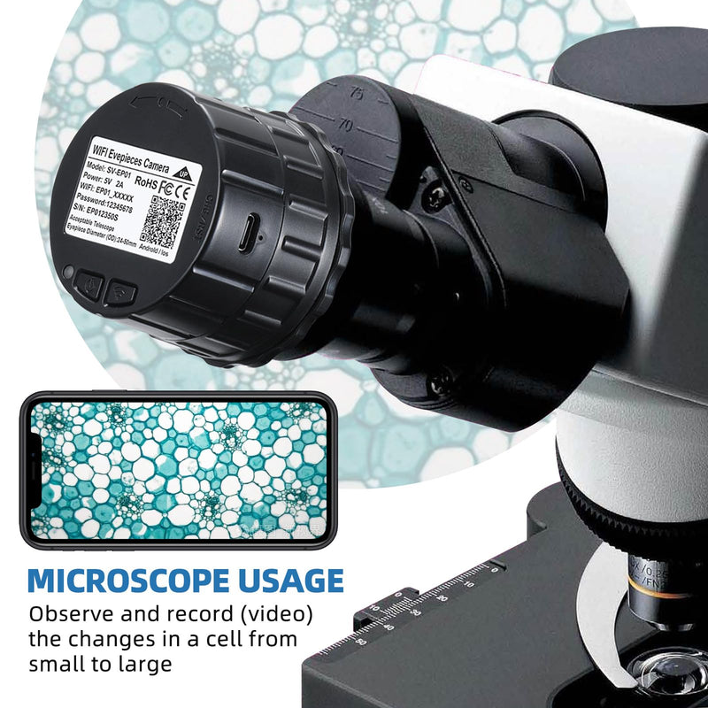 Wireless WiFi Electronic Eyepiece Telescope Eyepiece Camera 32GB Video Recording Digital Telescope Camera Electronic Eyepiece, Telescope Accessories for 24mm-50mm Optical Telescopes and Microscope