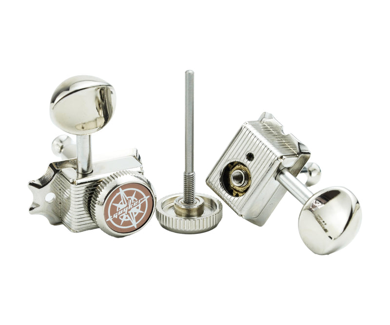Guyker 6 Inline Vintage Guitar Lock String Tuners – Locking Tuning Key Pegs Machine Heads Replacement Parts for ST TL Style Electric, Folk or Acoustic Guitars – Nickel