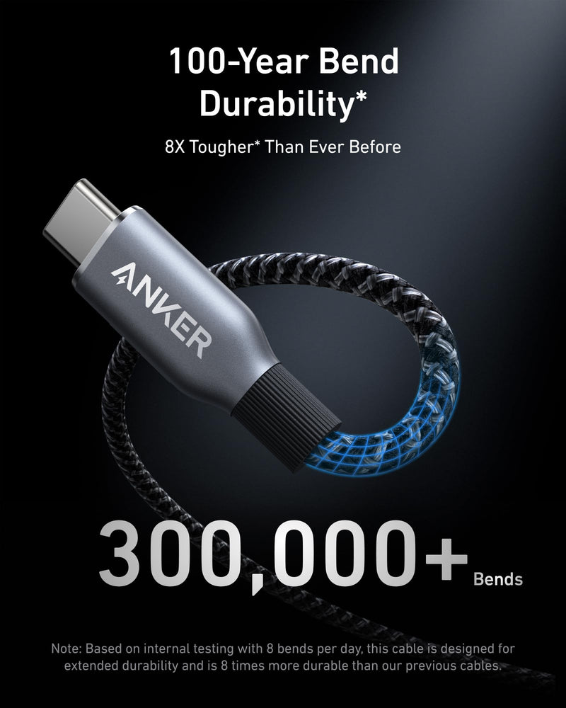 Anker Prime USB C to USB C Cable, 240W Fast Charging Cord, Upcycled-Braided Nylon with 100-Year Bend Durability for iPhone 17 Series, MacBook, Galaxy S24(3 FT) (Pack of 2) 3FT (Pack of 2)