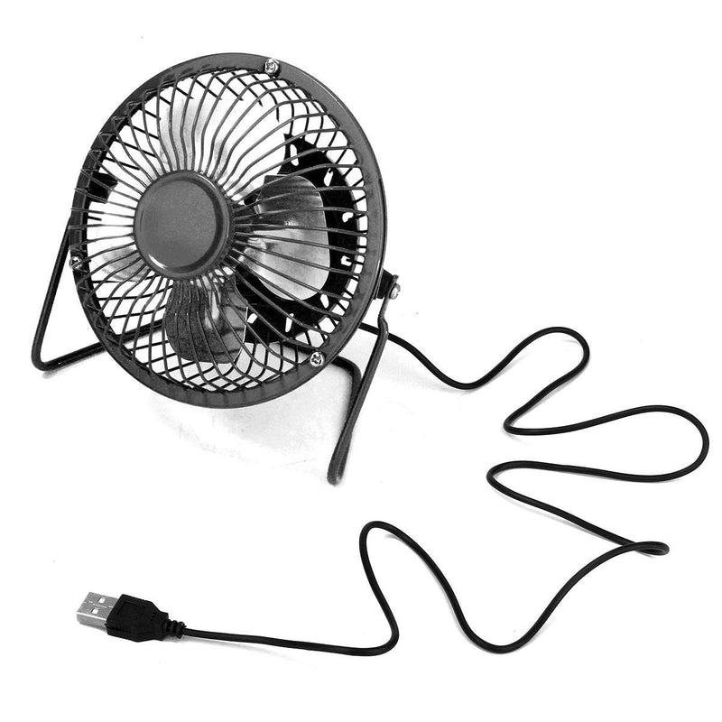 ZOMTOP 4'' USB Mini Desk Fan Small Desktop Fan Quiet and Powerful Metal Design USB Powered (Black)