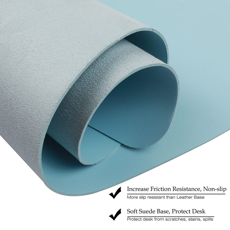 Leather Desk Mat,Desk Pad,Desktop mat,Waterproof Desk Mat for Desktop, Desk Mat for Keyboard and Mouse,Leather Mouse Pad Protector for Office and Home,30"x 14" Leather-light Blue