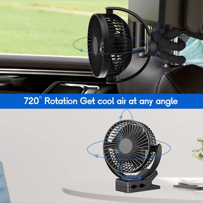 Mini Baby Stroller Fan , 5-Inch Handheld Portable Fan, 3 Speed USB Clip Fan, 5000mAh Rechargeable Desk Fan, with Flexible Tripod, Suitable for Outdoor, Camping ,Treadmill and car TF-28BW-5''
