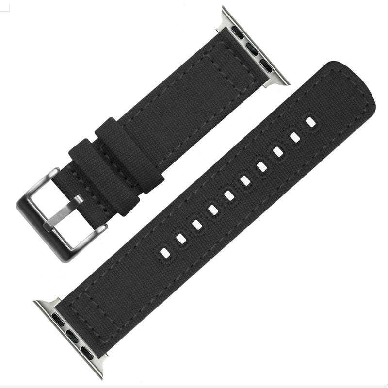BARTON WATCH BANDS - Canvas Watch Bands Compatible with Apple Watch Models - 1, 2, 3, 4, 5, 6, 7, 8, 9, 10, SE, Ultra & Ultra 2 Small (38mm/40mm/41mm) Smoke Grey