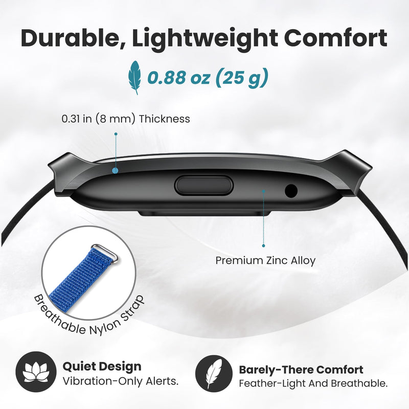 Herz P1 Smart Band + White Strap – Fitness & Sleep Tracking Wristband with Extra Adjustable Nylon Bands in Frosted White, Long Battery Life, Activity & Rest Monitoring, Splash Resistant, App Connected