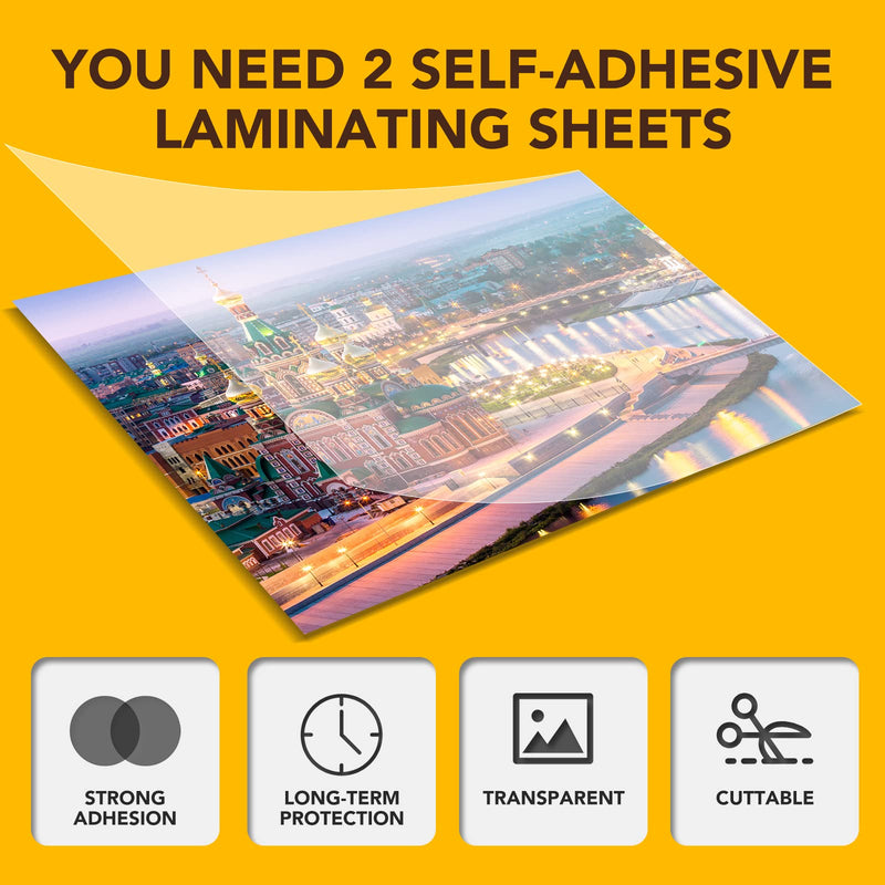 20 PCS Self-Adhesive Laminating Sheets, 9 x 12 Inches Clear Laminating Sheets No Machine Needed Self Sealing Laminate Sheets 20 Pcs
