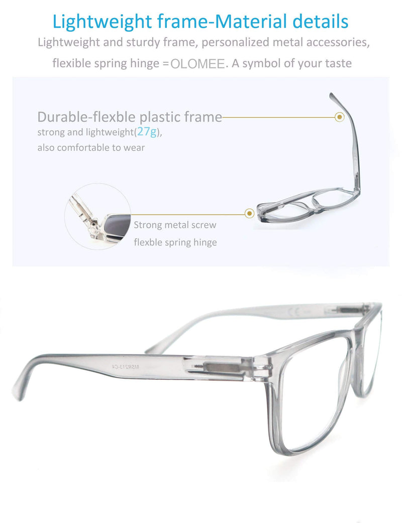 Reading Glasses 1.5 Oversized Large Square Men Readers 4 Pack,Lightweight Cheaters Glasses W/Comfortable Spring Hinges 4 Mix Color 1.5 x