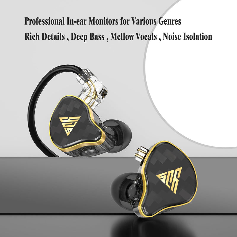 FEDAI 820 in Ear Monitor Headphones, HiFi Stereo IEM Earphones, Noise Isolating Professional Earbuds,Dynamic Dual Driver Wired Earbuds with Detachable Cable, Noise Canceling Headset (Black,with Mic) With mic Black