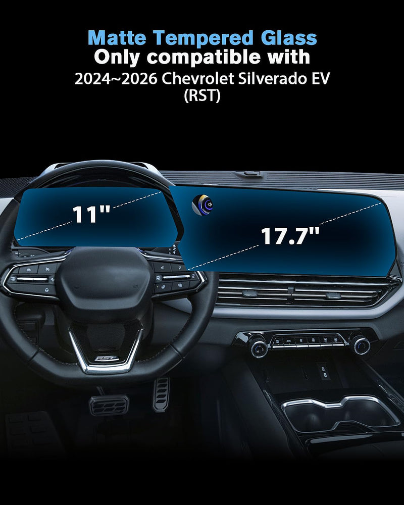 For 2PCS Matte Anti Glare Tempered Glass 2024 2025 2026 Chevrolet Silverado EV 17.7 Inch Touchscreen & 11 Inch Dashboard Screen Protector - Silverado EV (RST) Accessories Silverado EV 24~26 Matte(2PCS 17.7&11 Inch)