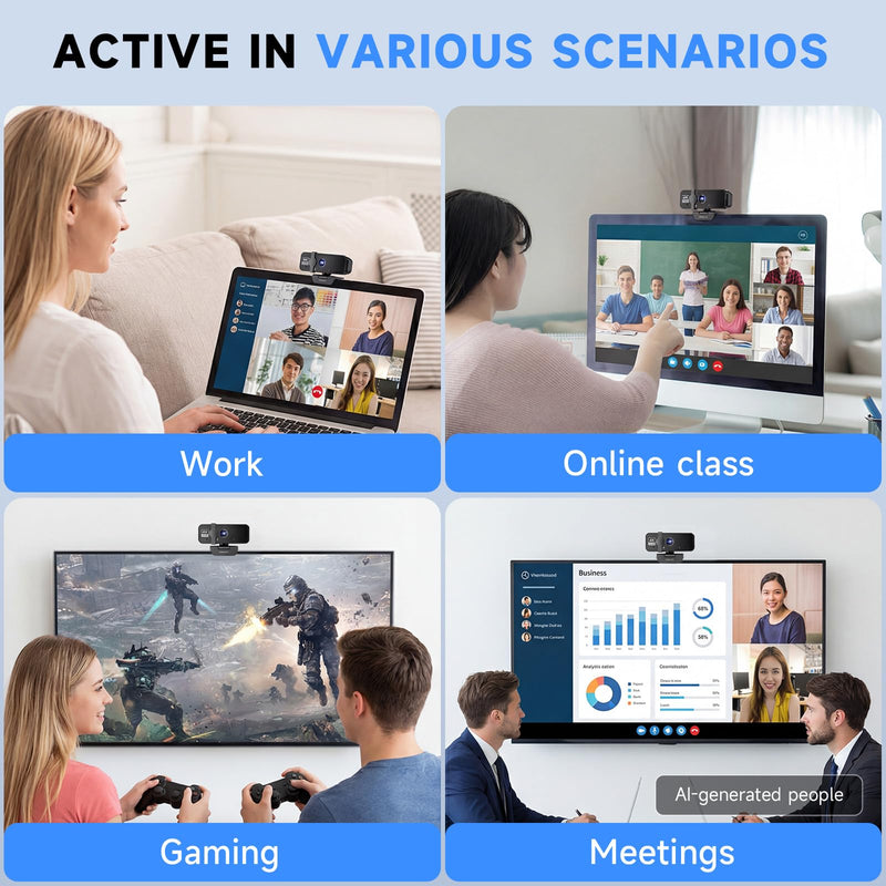 PHILIPS 4K Webcam for PC with Microphone, Computer Camera for Meetings | Plug & Play USB Web cam with Privacy Cover, for Laptop, Desktop, Zoom, Teams, Skype, Video Conferencing, Streaming, Black
