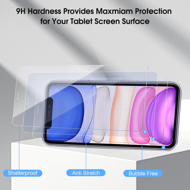 3 Pack Screen Protector for iPhone 11/XR 6.1 Inch, 9H Hardness Shock Resistant Tempered Glass HD Ultra Clear iPhone 11/XR-6.1 Inch
