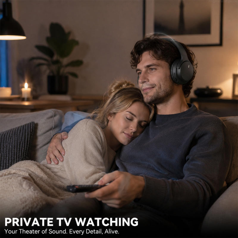 Wireless Headphones for TV Watching, TV Headphones Wireless for Seniors with Versatile Transmitter Charging Dock, Instant Audio Sync, 60-Hour Playtime, Perfect for Parents & Seniors, Black