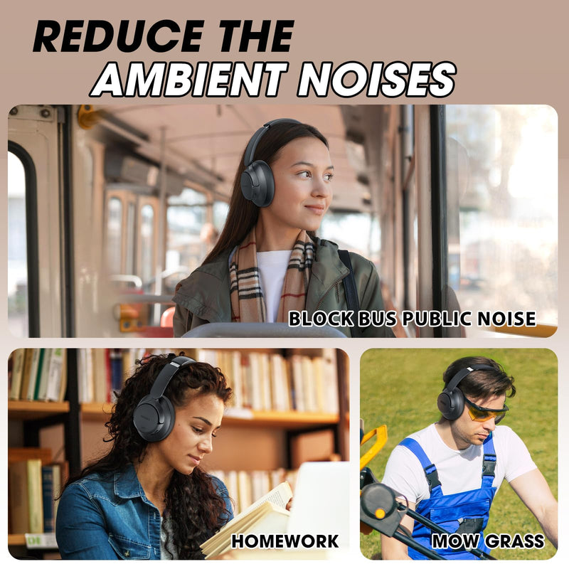 [AUSTRALIA] - BERIBES Upgraded Hybrid Active Noise Cancelling Headphones with Transparent Modes,70H Playtime Bluetooth Headphones Wireless Bluetooth with Mic, Deep Bass,3.5MM Cable,Soft-Earpads,Fast Charging-Black Black 