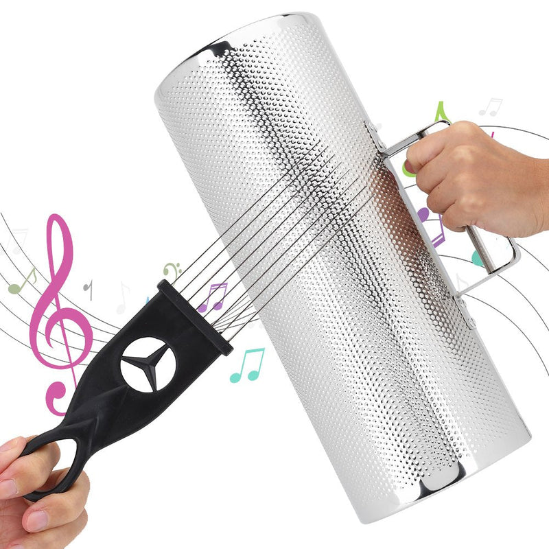 Professional Stainless Steel Guiro with Scraper Musical Training Tool for Bands, Concert, Stage Performance - Silver