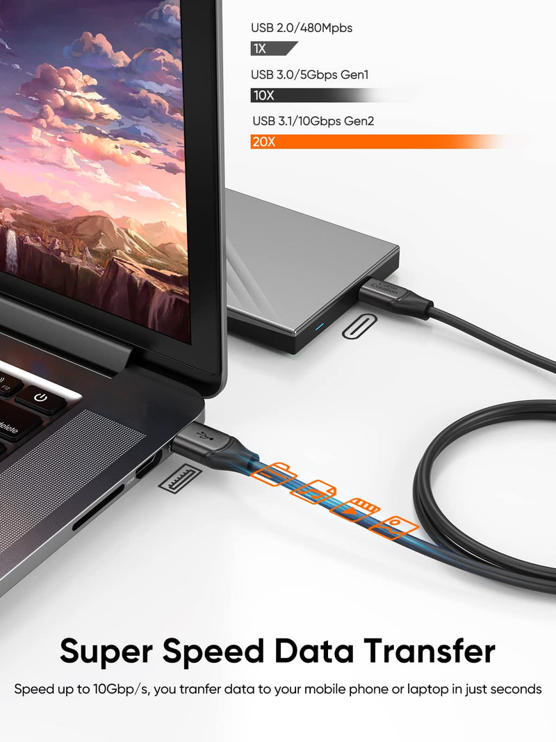 CableCreation USB C to USB A Cable 5FT, USB C to USB 3.1 USB 3.2 Gen2 10Gbps USB A to C Data Cable, Fast Charging Cable Type C 60W 20V/3A for USB C External SSD MacBook Pro iPad S21, etc,1.5m Gray 5FT/1.5m