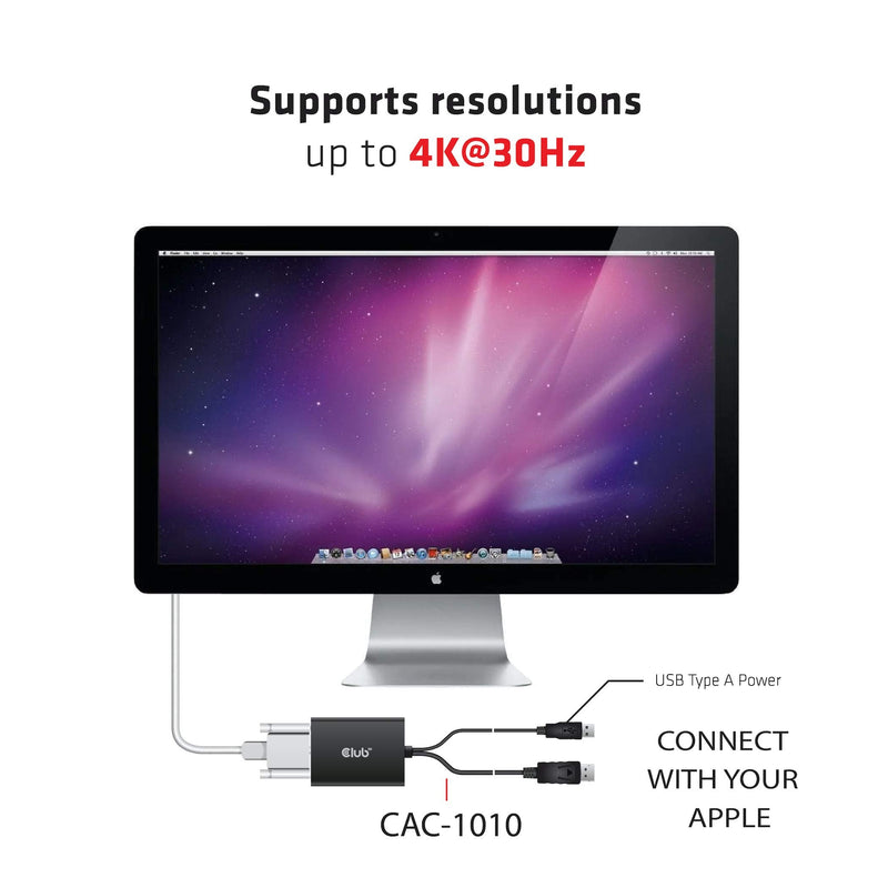 Club 3D CAC-1010-A DisplayPort to Dual Link DVI-D HDCP Off Version Active Adapter M/F for Apple Cinema Displays