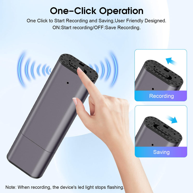 64GB Voice Recorder Digital Voice Activated Recorder USB Recording Device with Noise Reduction Rechargeable 750Hrs Small Pocket Audio Recording Devices for Lectures, Interview, Meeting, Class (Grey) Grey