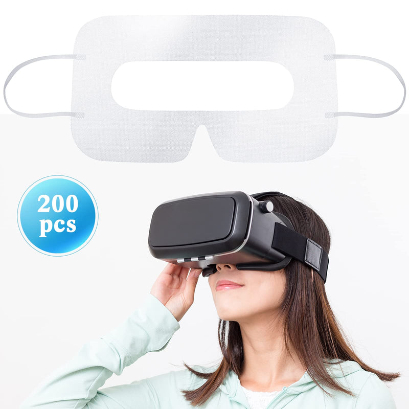 200 Pcs Disposable VR Face Mask Breathable Cover Eye Mask for VR Nonwoven Fabric Sanitary VR Mask, VR Eye Cover Pad (White) White