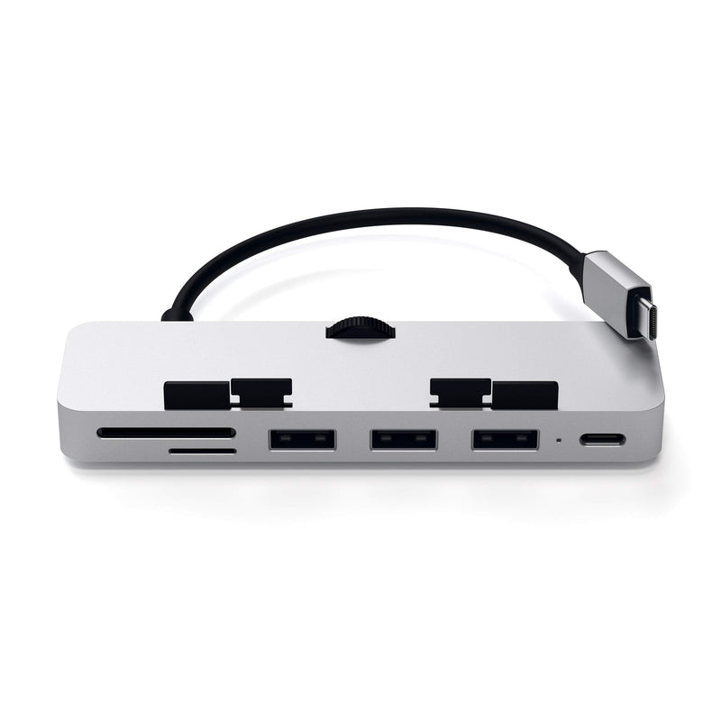 Satechi Aluminum Type-C Clamp Hub Pro with USB-C Data Port, USB-A 3.0 Data, Micro/SD Card Reader - Compatible with 2020/2019/2017 iMac & iMac Pro, Does Not Fit 2021 iMac (Silver) 2017/2019 iMac Silver
