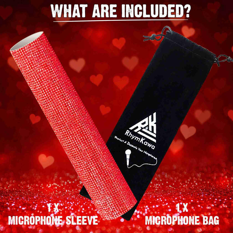 Sparkle Red Microphone Sleeve for Universal Wireless Mic Handheld and SB58 Beta58 Shine on Sing, Weddings, Live Streaming and Christmas Event Party Stage Show