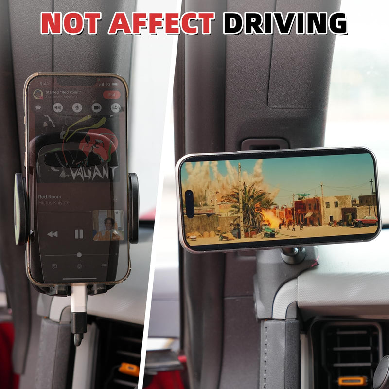 Phone Holder with Charging C Port for Ford Bronco 2021 2022 2023 2024 2025 2026, Easy One Touch Lock, Adjustable Angle 360° Phone Mount for Bronco Accessories (NOT fit for Sport) Clamp