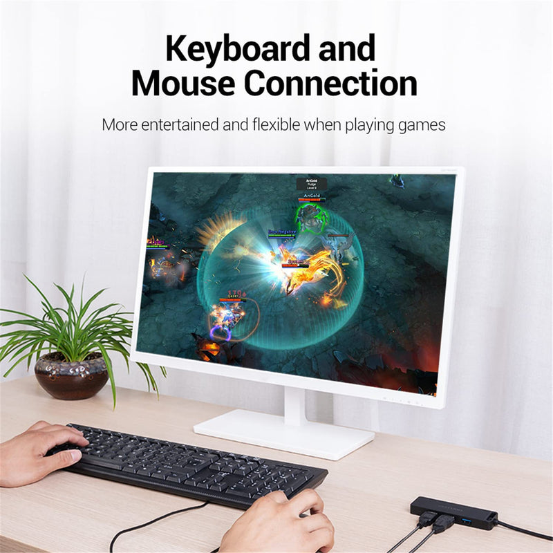 VENTION USB 3.0 Hub, 4 Ports USB Hub Ultra-Slim Data USB Hub 1.6FT Extended Cable [Charging Supported], Compatible with MacBook, Laptop, Surface Pro, PS4, PC, Flash Drive, Mobile HDD (0.5m/1.6ft) 0.5m/1.6ft