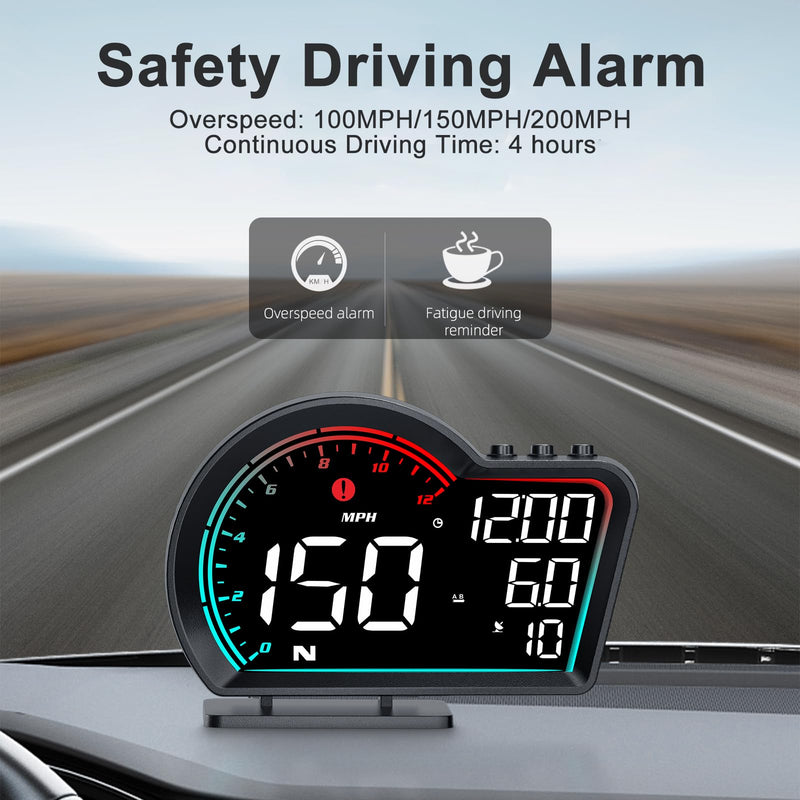 [AUSTRALIA] - SinoTrack HUD Digital GPS Speedometer for Car Universal Heads Up Display Oversize Screen Large LCD MPH Speedometer Speed Fatigued Diving Alert Over-Speed Alarm Compass for All Vehicle 