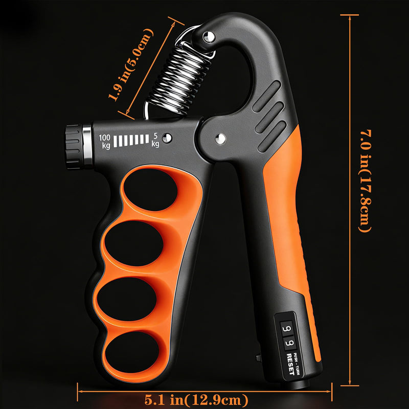 Hand Gripper Strengthener, 11-220LBs Adjustable Resistance Grip Strength Trainer with Counter, Forearm Exerciser for Injury Recovery and Muscle Building Red-2PCS