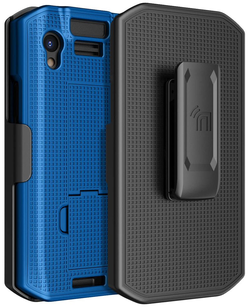 [AUSTRALIA] - Case with Clip for Zebra TC21 TC26 Mobile Computer Scanner, Nakedcellphone Slim Hard Shell Cover with Kickstand and [Rotating/Ratchet] Belt Hip Holster Combo - Cobalt Blue 