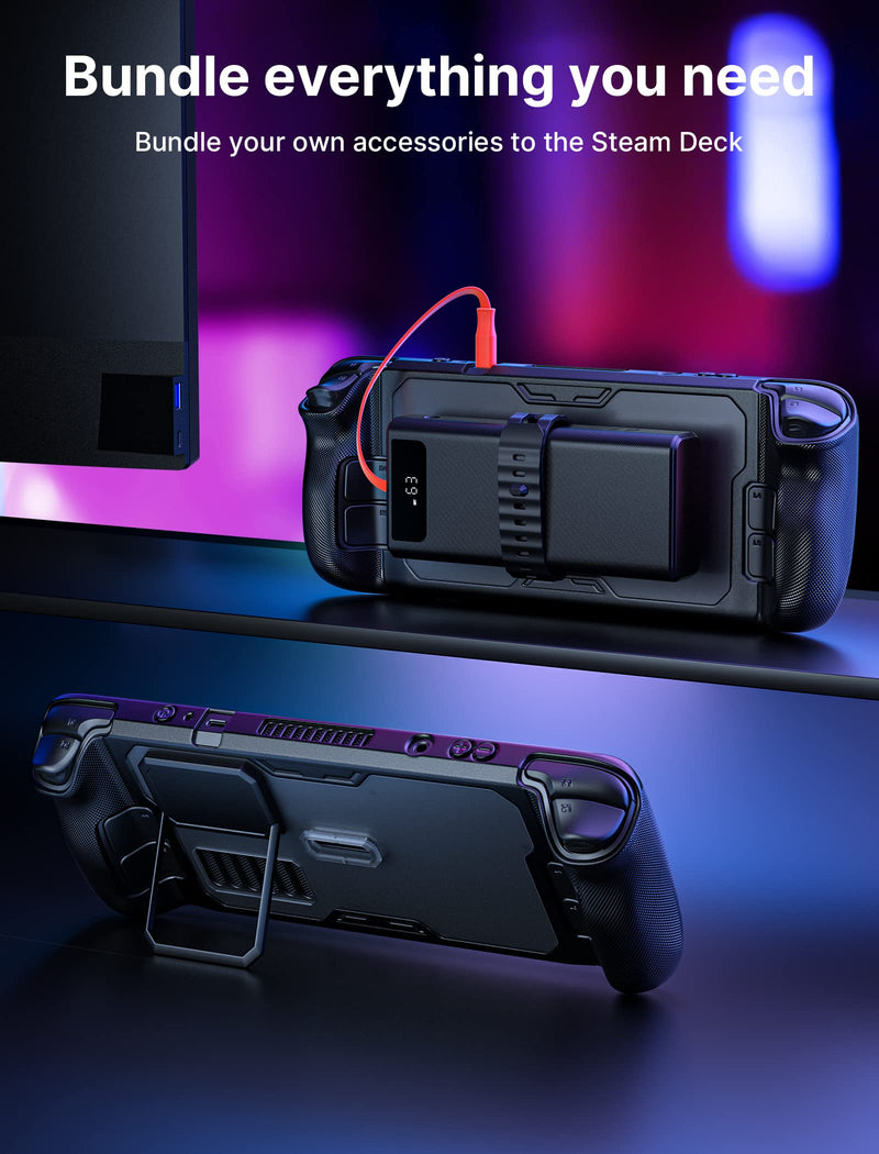 JSAUX PC0104 ModCase for Steam Deck, Steam Deck Case with Detachable Front Shell Include Protective Case, Face Cover,Metal Bracket and Strap-Basic Set Basic Set