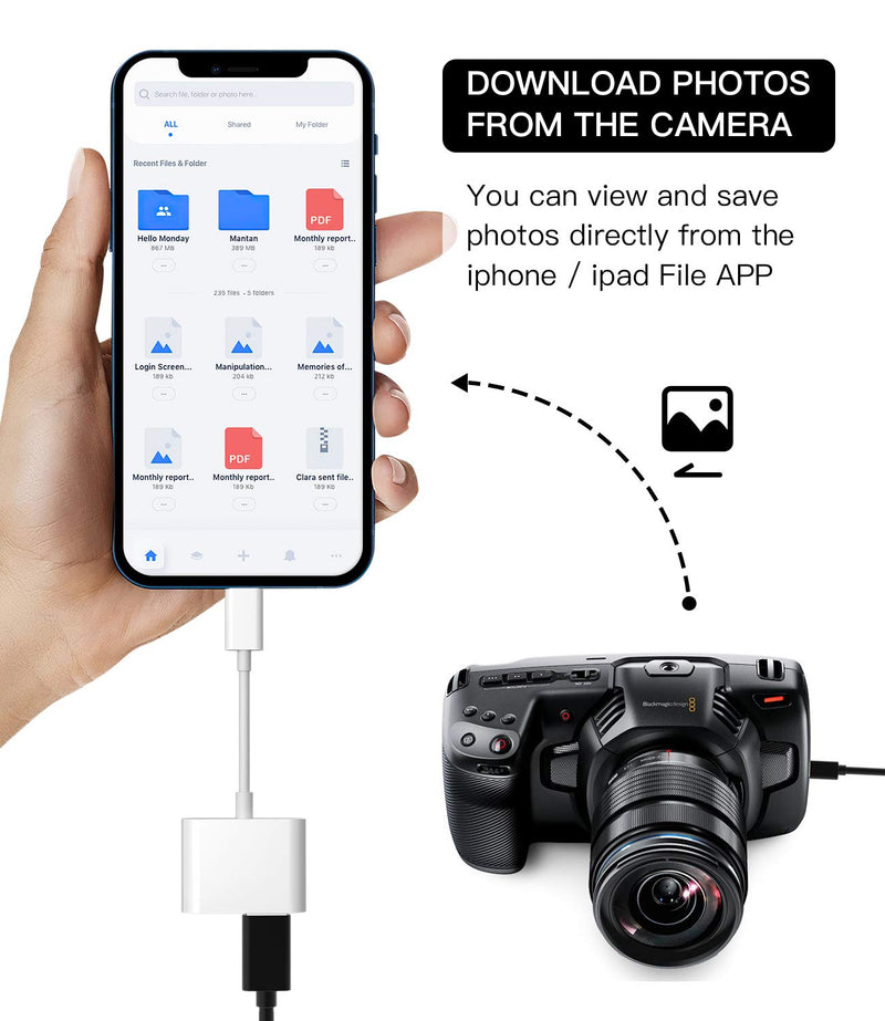 [AUSTRALIA] - Apple Certified Lightning Male to USB Female Adapter OTG and Charger Cable for iPhone 11 12 Mini max pro xs xr x se 7 8plus Ipad air A Camera Memory Stick Flash Drive Cord Converter Charging Splitter USB+Lightning 1Pack White-1 