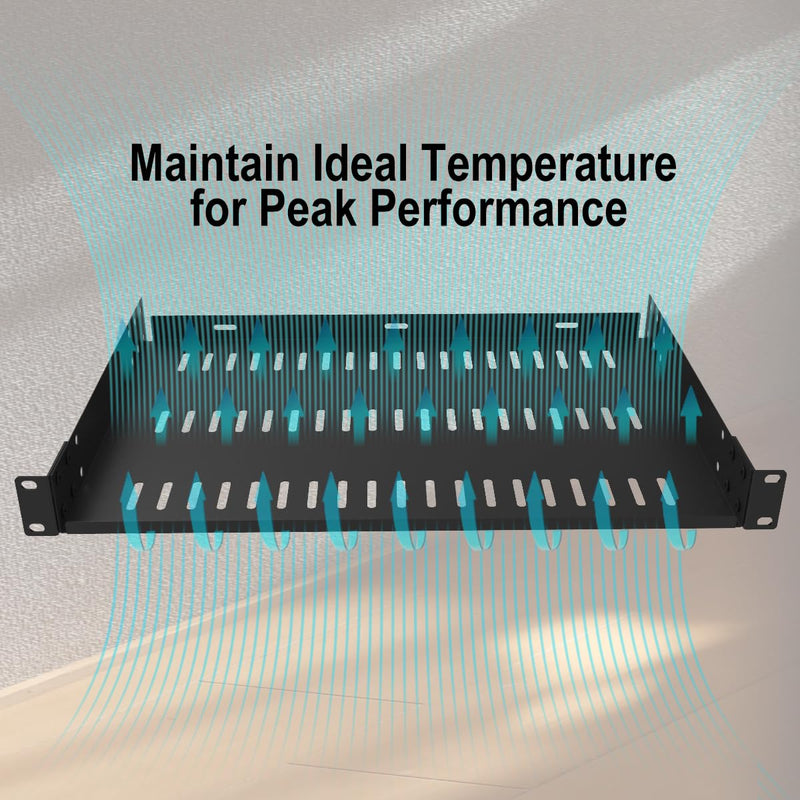 1U Server Rack Shelf Universal Vented Rack Mount Tray 12" D | Heavy-Duty 12" Deep Rack Shelf for 19 inches Network Rack & Cabinet, Weight Capacity 44 lbs /20 kgs ( 12 inch deep N)