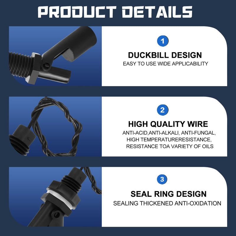 Float Switch Water Level Sensor 4 Pieces Level Switch Water for Liquid Level Float Switch for Tank Water Level Sensor Float Switch Water Level Sensor (Black) black